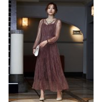 niana/結婚式 ワンピース パーティードレス 花柄 レース ロング 総レース  透け感  ウエストゴム カシュクール カジュアル ロング丈 ミモレ丈 シアー 大人  7/504208242