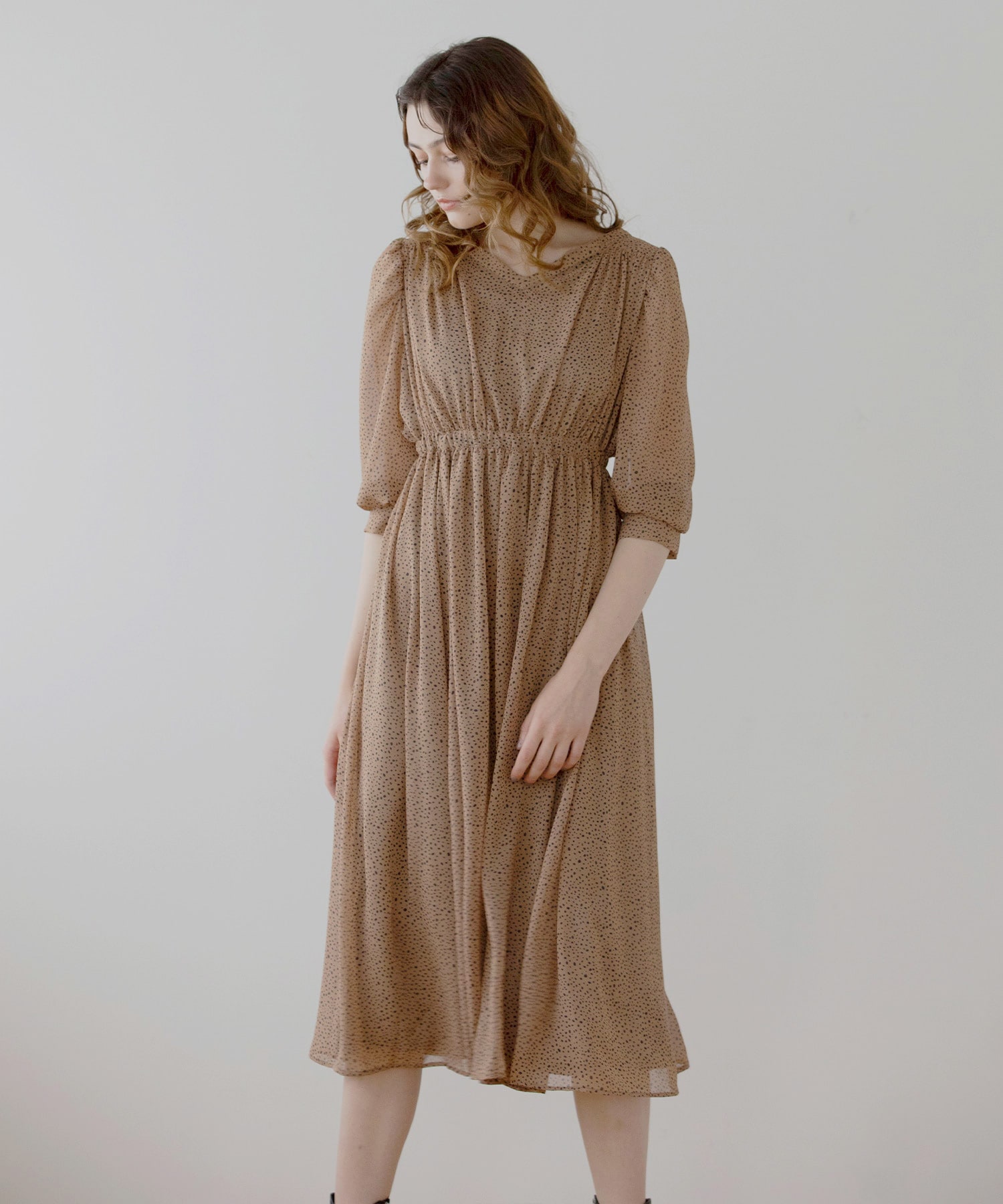 セール 50%OFF】Gather Blouse Dot Dress(504215368) | ミエリ イン