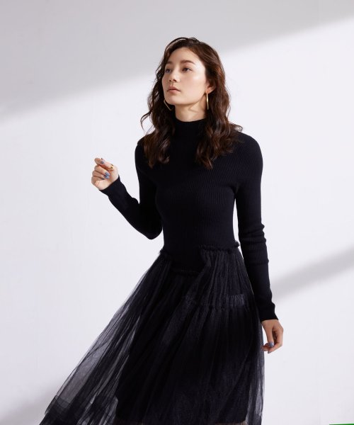 セール 宮田聡子着用アイテム チュールスカートドッキングプチハイネックリブニットワンピース セゾン ド パピヨン Saison De Papillon D Fashion セール 宮田聡子着用アイテム チュールスカートドッキングプチハイネックリブニットワンピース セゾン ド パピヨン Saison De Papillon D Fashion