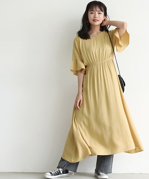 セール Vネック袖フリルワンピース コカ Coca D Fashion セール Vネック袖フリルワンピース コカ Coca D Fashion
