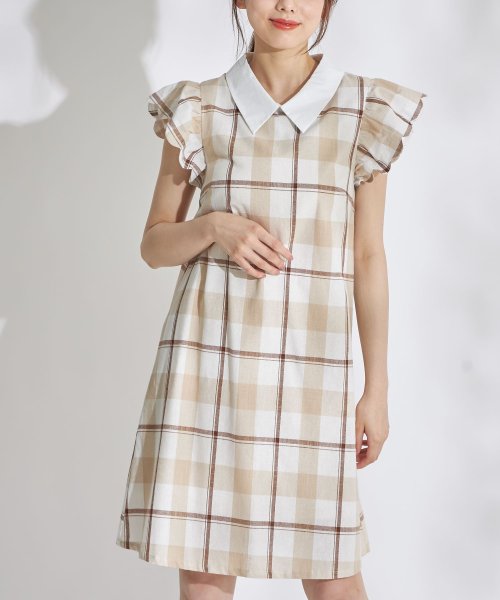 セール 50 Off スカラップカットスリーブ襟付きチェック柄ワンピース トッコクローゼット Tocco Closet D Fashion セール 50 Off スカラップカットスリーブ襟付きチェック柄ワンピース トッコクローゼット Tocco Closet D Fashion
