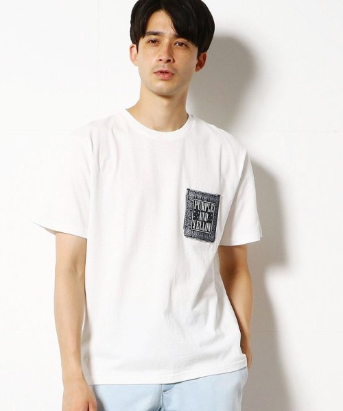 セール46 Off ロゴ バンダナ 柄胸ポケット 半袖クルーネックtシャツ パープル イエロー Purple Yellow D Fashion セール46 Off ロゴ バンダナ 柄胸ポケット 半袖クルーネックtシャツ パープル イエロー Purple Yellow D Fashion