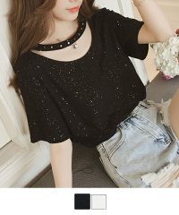 shoppinggo/ショッピングゴー shoppinggo 夏服Tシャツ チョーカー半袖 レディース カットソー 無地 大きさイズ ゆったり 透ける 大きいサイズ 伸縮性 丸首 体/504240639