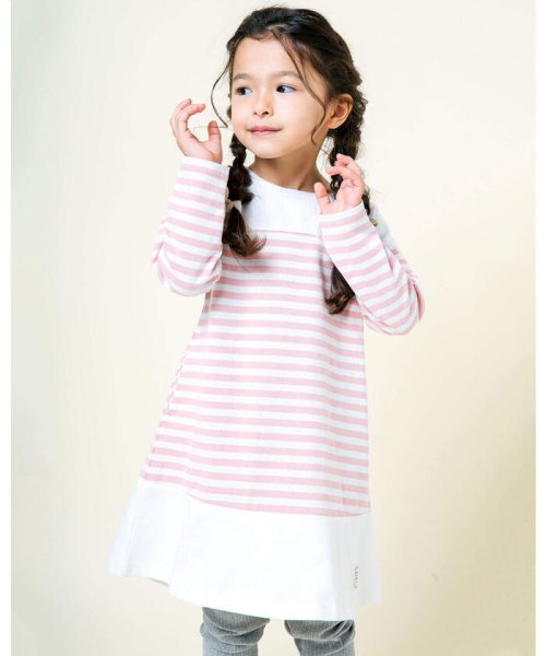 ボーダー柄 Aライン 天竺 カットソー ワンピース 80 130cm ノイユ エーム べべ Noeil Aime Bebe D Fashion