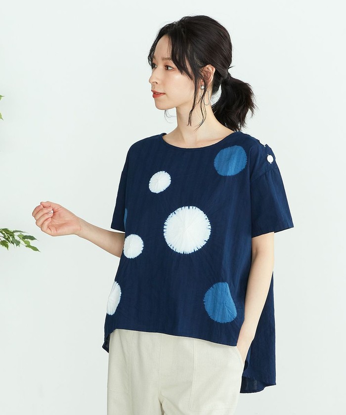 Drawer 完売 コットンクルーネックバックフレアブラウス