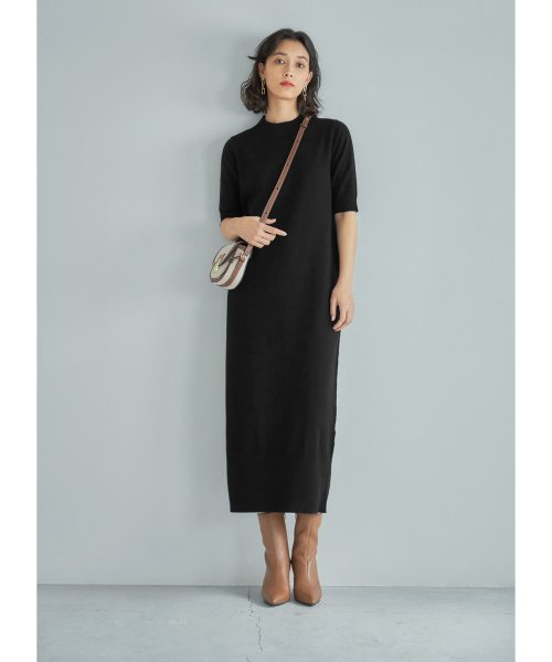 ピッタリしない ５分袖ハイネックニットワンピース スタイルデリ Style Deli D Fashion
