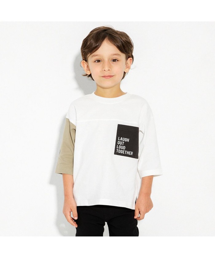 チープ ブランシェス Tシャツ 80 ロゴ 切り替え ブルー tdh