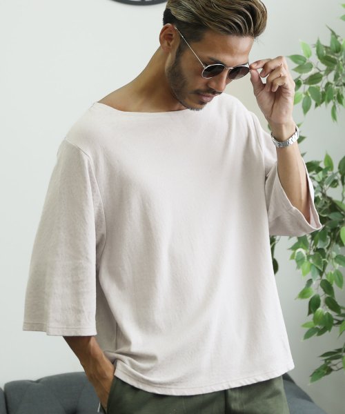 日本製ボートネックビッグtシャツ 7分袖 Tシャツ メンズ 七分袖 カットソー トップス ボートネック ジギーズショップ Jiggys Shop D Fashion