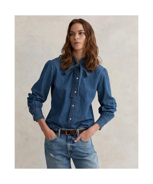 デニム タイネック シャツ Polo Ralph Lauren Polo Ralph Lauren D Fashion