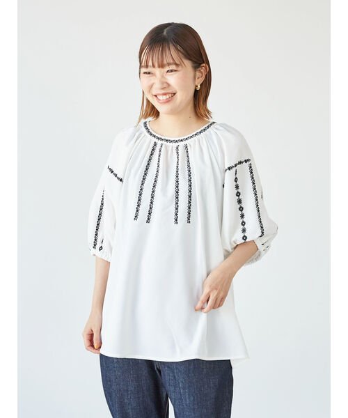 クーポン セール 70 Off Elencare Due ハイショク刺繍ブラウス グリーンパークス Green Parks D Fashion