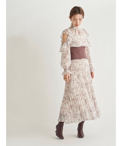 ウエストリブフレアスリーブプリーツワンピース スナイデル Snidel D Fashion