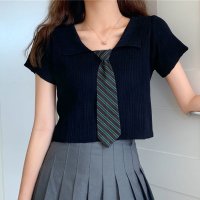 miniministore/リブニット ショート丈 へそ出し 半袖/504258005