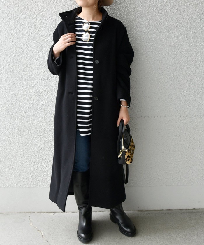 SHIPS any: MTR カシミヤ ミックス スタンドカラー ドルマン ロング