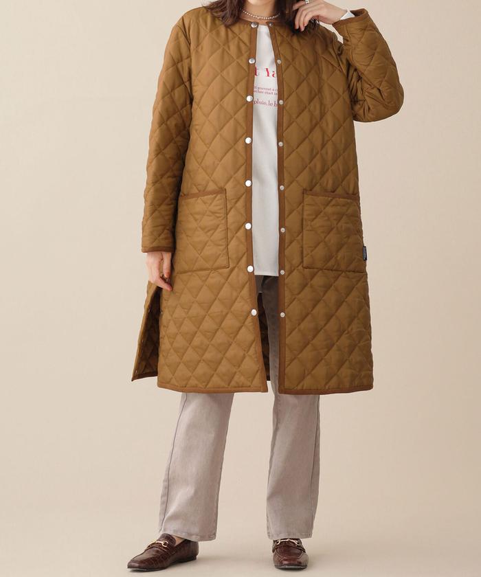 TRADITIONAL WEATHERWEAR/別注キルティングAラインロングコート