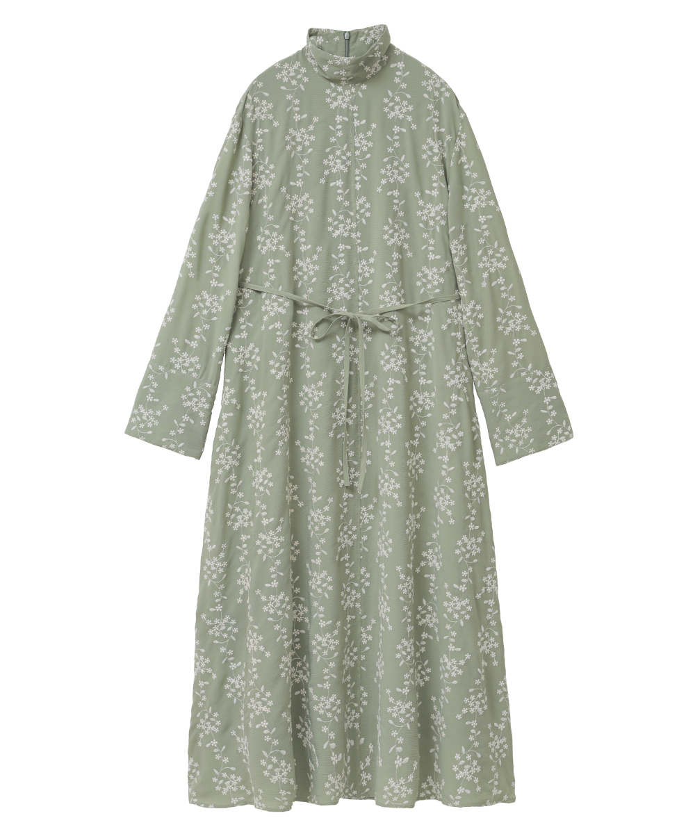 127素材CLANE STRIPE FLOWER EMBROIDERY ONE PIECE