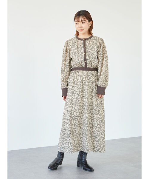 セール Elencare Due ドビーフラワーワンピース グリーンパークス Green Parks D Fashion