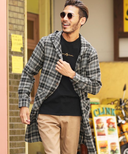 ネルロングシャツ 長袖シャツ メンズ カジュアルシャツ チェックシャツ ネルシャツ 柄シャツ 長袖 シャツ トップス ロング丈 チェック ジギーズショップ Jiggys Shop D Fashion