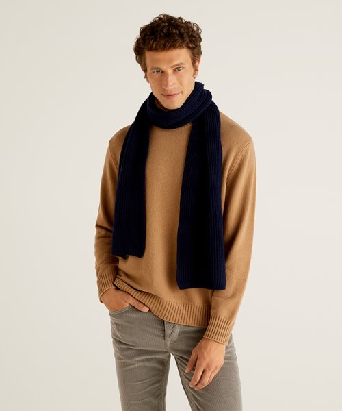 セール 50 Off ヴァージンウール100 シンプルニットマフラー ベネトン メンズ Benetton Mens D Fashion