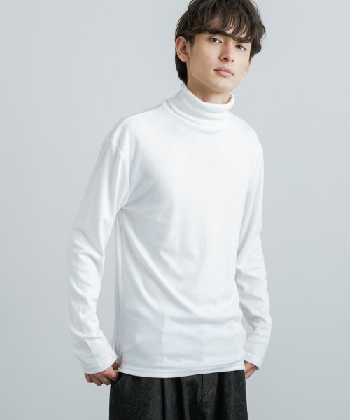 タートルネックtシャツ メンズ レディース ハイネック ロンt スムース 長袖 綿 コットン カジュアル 無地 シンプル 重ね着 レイヤード モックネック リラ ロッキーモンロー Rocky Monroe D Fashion