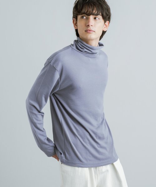 タートルネックtシャツ メンズ レディース ハイネック ロンt スムース 長袖 綿 コットン カジュアル 無地 シンプル 重ね着 レイヤード モックネック リラ ロッキーモンロー Rocky Monroe D Fashion