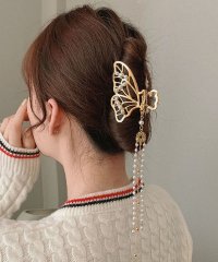 shoppinggo/ヘアクリップ バンスクリップ パール 蝶 バレッタ おしゃれ シンプル ゴールド ヘアアクセサリー 髪飾り/504268881