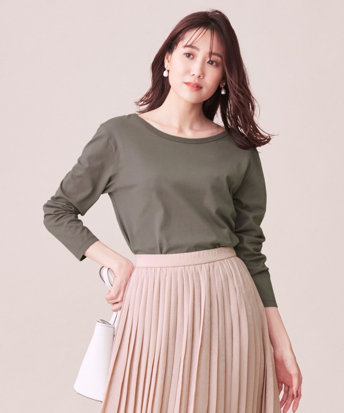 セール 40%OFF】【洗える】コットンテンジクボートネック カットソー