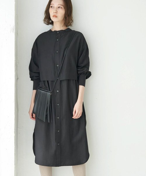 WEB限定】【2WAY】レイヤード風シャツワンピース(504271596) ロペピクニック(ROPE Ropes ロープ カットソー ポロシャツ フェイクレイヤード お洒落柄