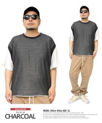 one colors/ベスト 半袖 Tシャツ メンズ 大きいサイズ フェイクレイヤード 鹿の子 ワッフル クルーネック カットソー 半袖Tシャツ カノコ ノースリーブ ジレ  薄手 /504237263