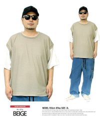 one colors/ベスト 半袖 Tシャツ メンズ 大きいサイズ フェイクレイヤード 鹿の子 ワッフル クルーネック カットソー 半袖Tシャツ カノコ ノースリーブ ジレ  薄手 /504237263