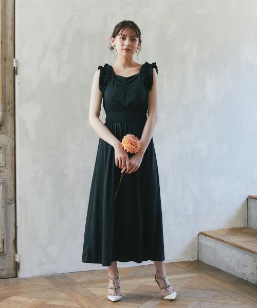 飾りくるみ釦フリル付きウエストシャーリングカットソーマキシワンピース トッコクローゼット Tocco Closet D Fashion