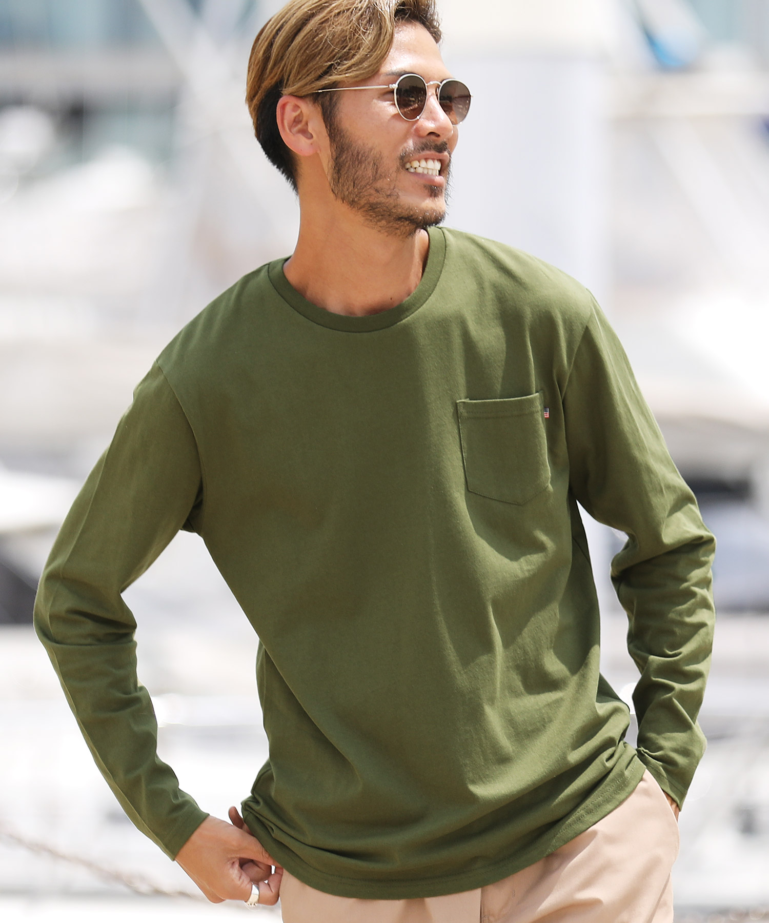 ジギーズショップ JIGGYS SHOP USAコットンポケット付きロンT ジギーズショップ JIGGYS SHOP USAコットンポケット付きロンT