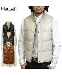 Haruf/ハルフ Haruf ダウンベスト レザーベスト メンズ 本革 インナーベスト シンプル おしゃれ バイク 革ベスト ラムレザー メンズアウター US114/504277011