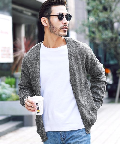 クーポン セール37 Off コットンカラーニットカーディガン カーディガン メンズ Cardigan ニットカーディガン コットンカーデ 長袖 オフィス ビジネス カジュアル 冷房対策 ジギーズショップ Jiggys Shop D Fashion