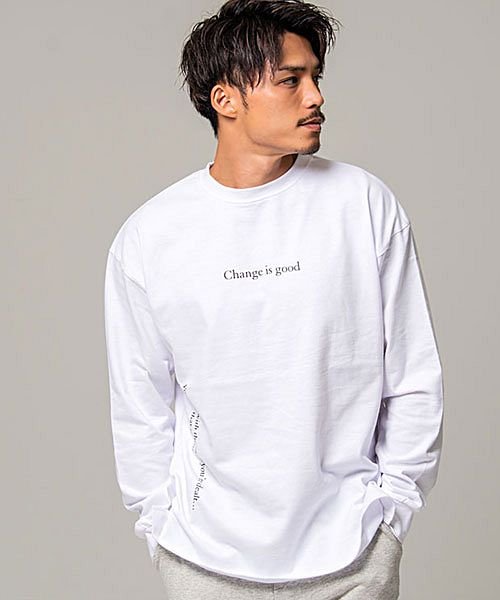 Cavaria フォトコラージュバックプリントクルーネック長袖ヘヴィーウェイトtシャツ メンズ 長袖 ロンt ブランド 長袖tシャツ プリント ストリート B キャバリア Cavaria D Fashion