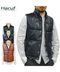 Haruf/ハルフ Haruf 本革 ダウンベスト レザーベスト メンズ ヨーク インナーベスト シンプル おしゃれ バイク 革ベスト ラムレザー メンズアウター US11/504282775