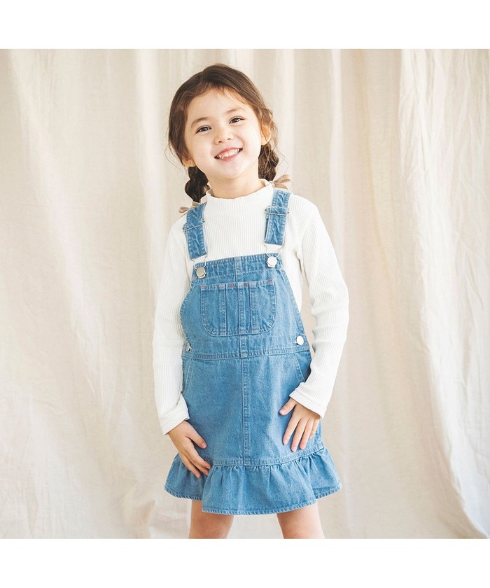 【セール 50%OFF】裾フリルデニムジャンパースカート(504283088) ブランシェス(BRANSHES) d fashion ブランシェス☆デニム☆ジャンパースカート☆サイズ120