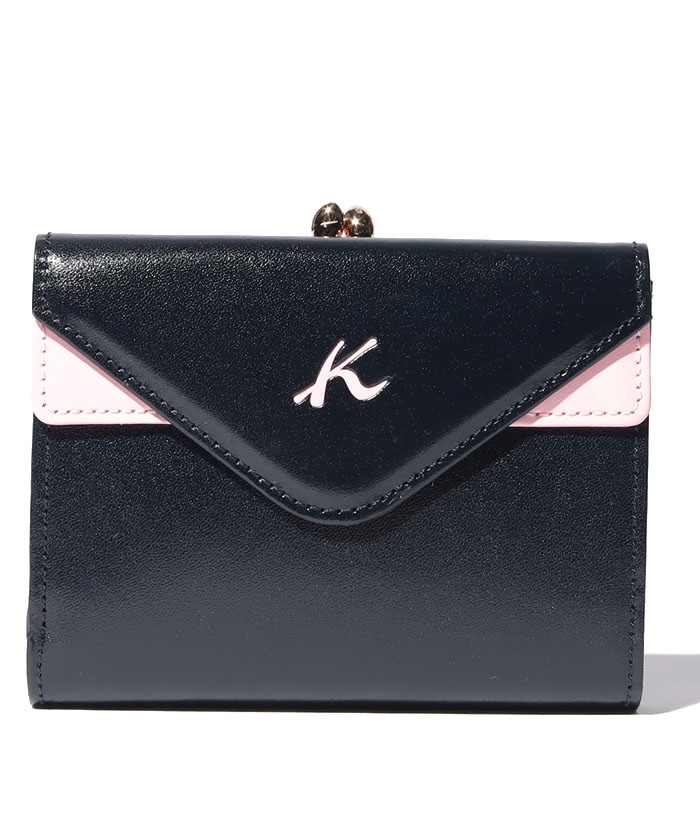 【新品未使用】キタムラ　Kロゴ　レザー　二つ折り財布　サンドベージュ