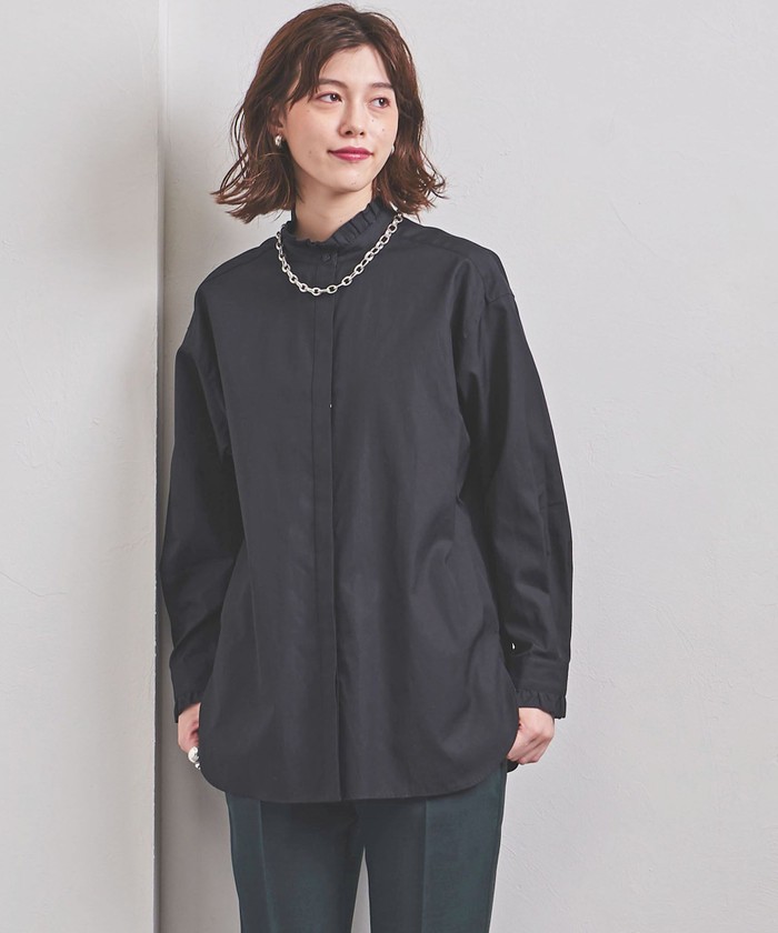 UNITED ARROWS>C スタンドカラー フリル ブラウス W†(504265062 UNITED ARROWS>C スタンドカラー フリル ブラウス W†(504265062