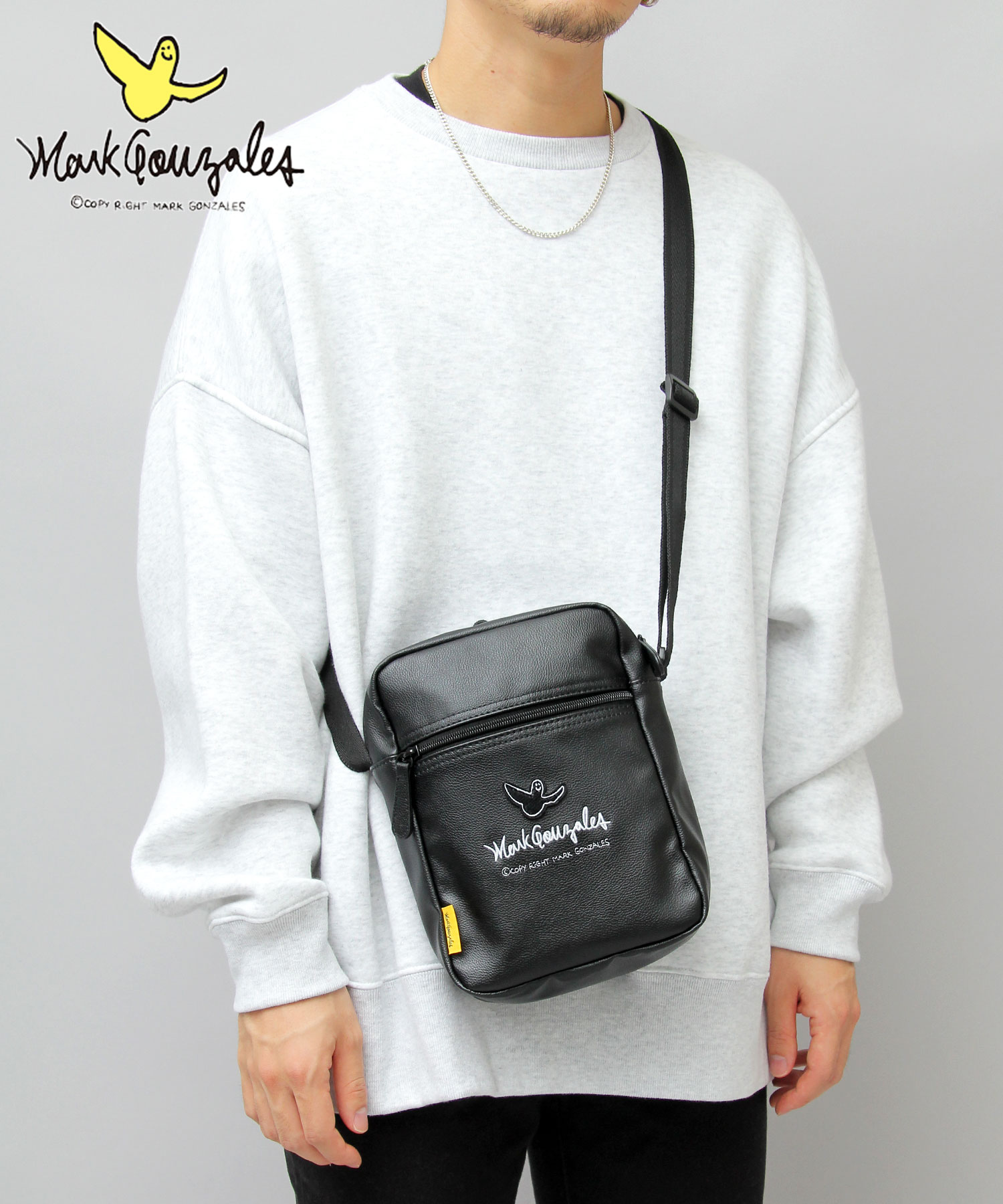 Mark Gonzales / マークゴンザレス 】 エコレザー 縦型 ミニ