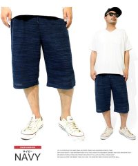 one colors/ショートパンツ メンズ 大きいサイズ 薄手 スラブ サマーニット ストレッチ ウエストゴム ハーフパンツ ショート ハーフ 短パン 半パン 青 白 ルームウェア/504273181