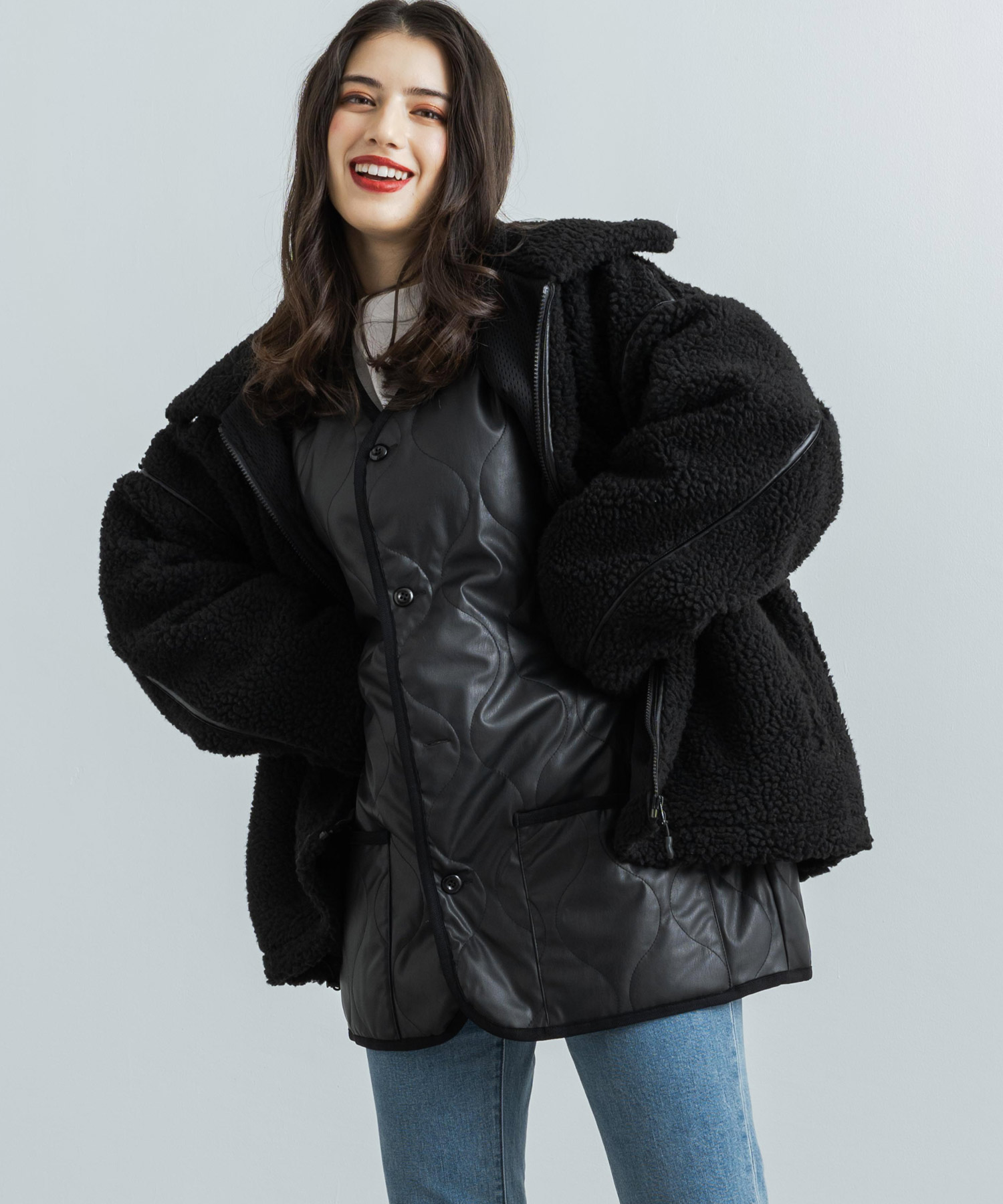 新商品 大きいサイズ17+✨レリアン♡中綿キルティングジャケット 