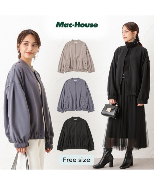 Navy ネイビー ポンチ素材 ハンサムスウェット ブルゾン 133 3416 A マックハウス レディース Mac House Women D Fashion