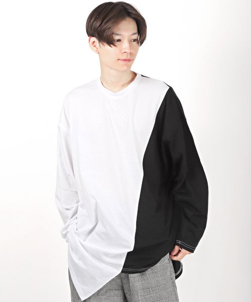 セール10 Off 天竺アシンメトリーロンt ロンt メンズ 長袖tシャツ ロング丈 アシンメトリー ビッグシルエット 天竺 バイカラー ラグスタイル Luxstyle D Fashion セール10 Off 天竺アシンメトリーロンt ロンt メンズ 長袖tシャツ ロング丈 アシンメトリー ビッグシルエット 天竺 バイカラー ラグスタイル Luxstyle D Fashion