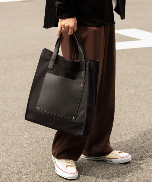 セール キャンバス フェイクレザー トートバッグ アイテムズアーバンリサーチ メンズ Items Urbanresearch D Fashion