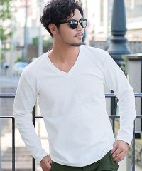 CavariA/CavariA ふくれヘリンボーン柄Vネック長袖Tシャツ メンズ トップス カットソー インナー ロンT  ストレッチ 秋 冬【B】/504311261