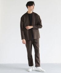 THE CASUAL/カジュアル THE CASUAL LILVENDARS/スウェード＆ダンボールノーカラーカーディガン＆テーパードパンツ 2点セットアップ/504312069