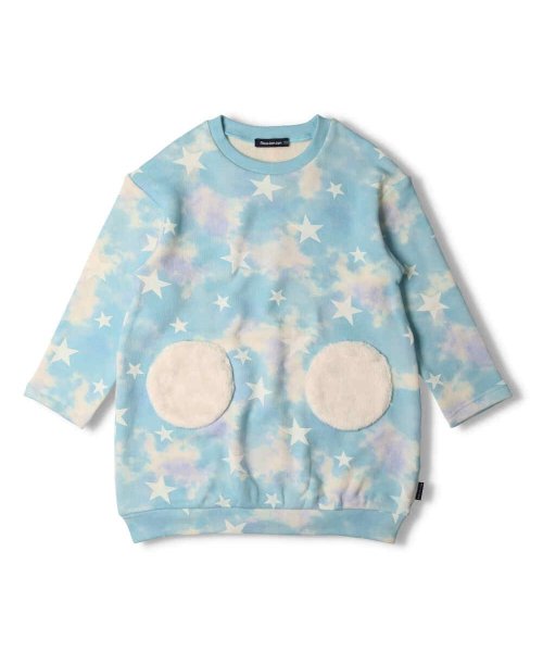セール 子供服 Moujonjon ムージョンジョン 日本製ベア裏毛タイダイ星柄ワンピース 90cm 130cm M ムージョンジョン Moujonjon D Fashion