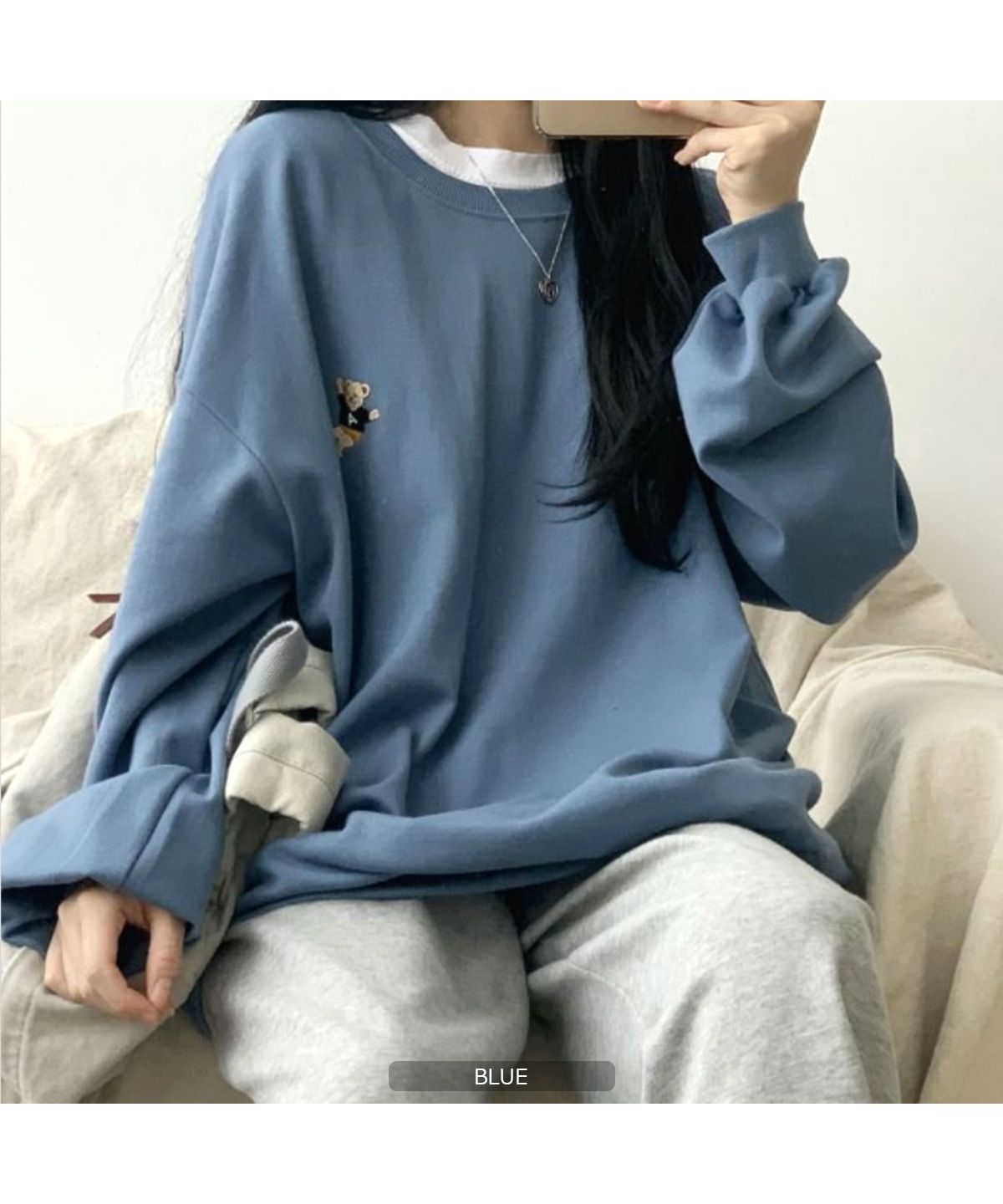 ワンフォークロージング 1111clothing クマ 刺繍 ロンt メンズ