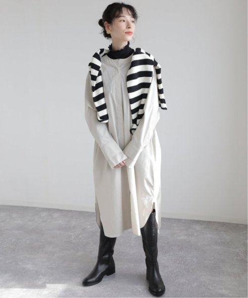 【ESLOW/エスロー】クルーネックロングシャツワンピース