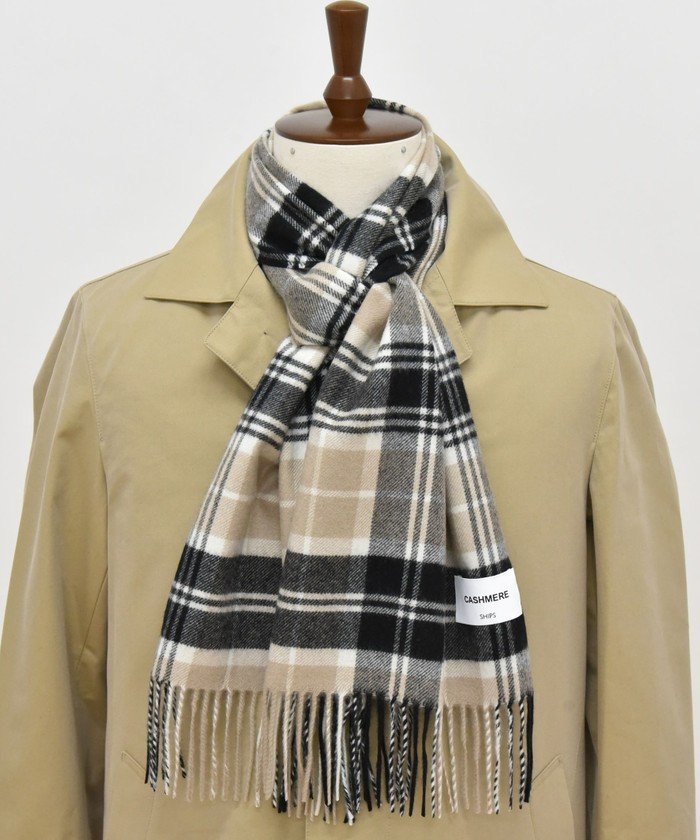 売り物 Ships メン Ships マフラー メンズ ベージュ カラーグレンチェック カシミヤ100 Fr3lf Men シップス 直販早割 Kalahariholdings Com